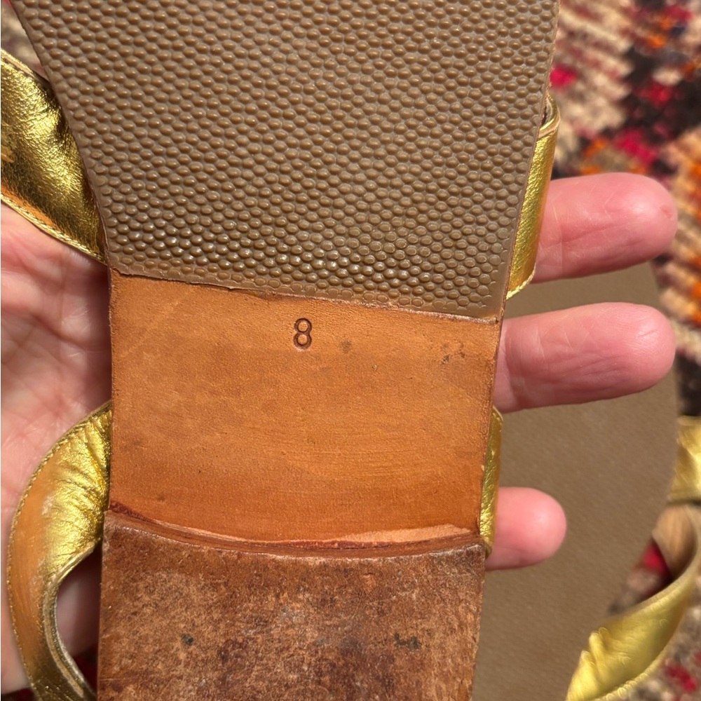 Manolo Blahnik Metallic Gold Sandals - Picture 2 of 3